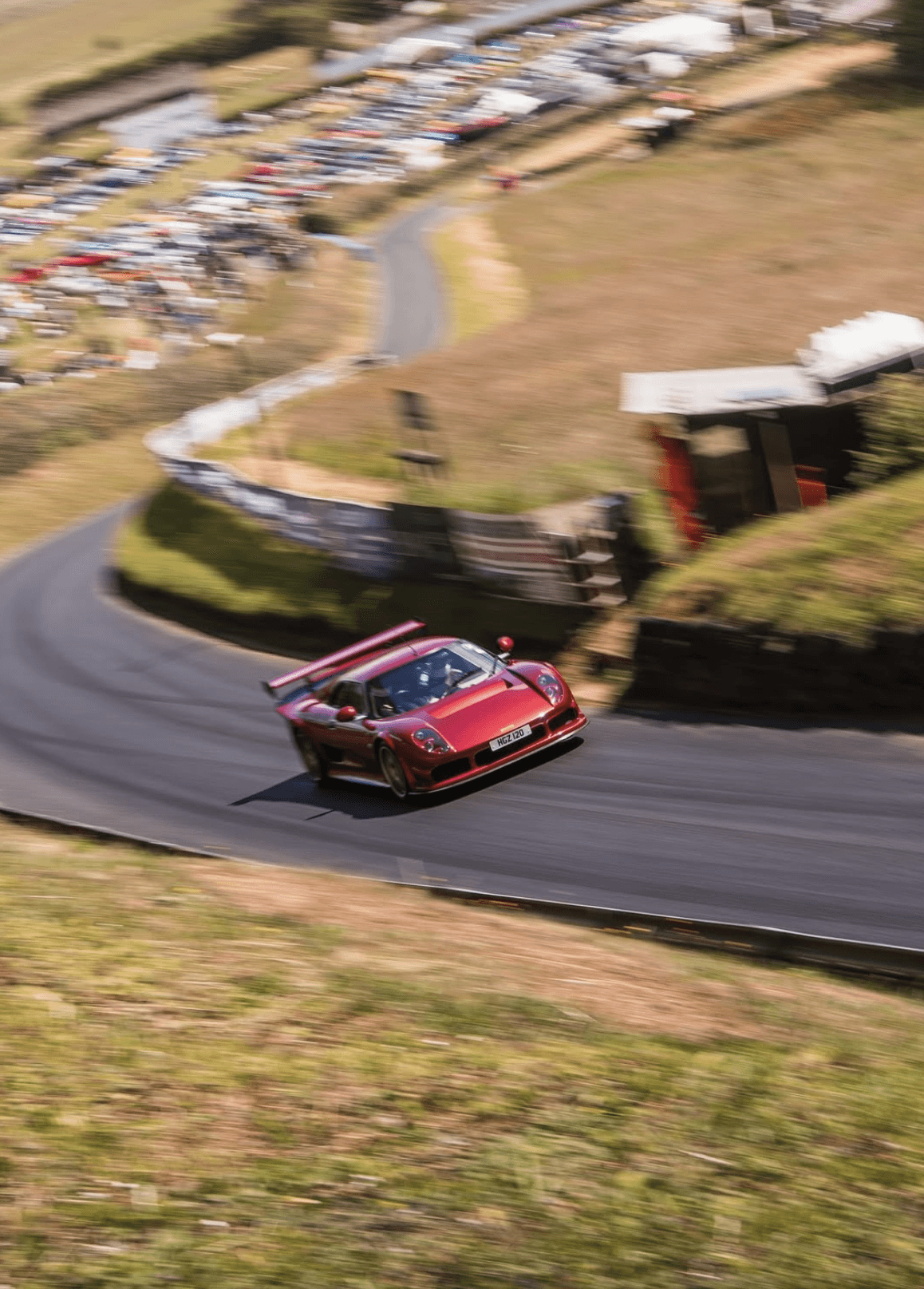 Sports car on a hill climb